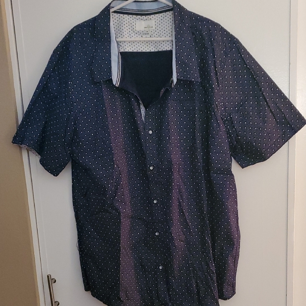 Craft + Flow Designer Stylish Navy Blue Patterned Men's Shirt